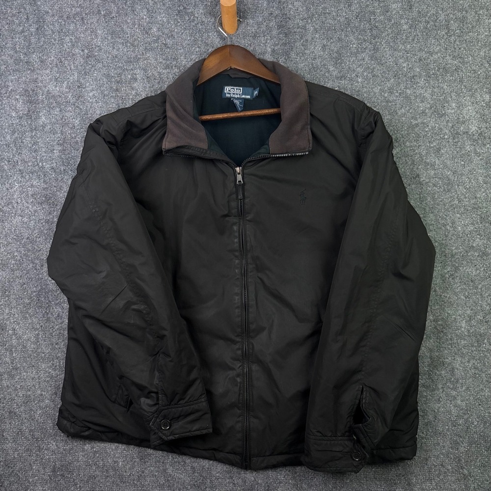 Polo Ralph Lauren Jacket Mens XL Black Full Zip Harrington Windbreaker Coat